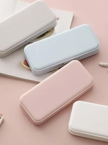 1 hộp bút chì đồ họa chữ cái, hộp lưu trữ bút chì di động đơn giản cho học sinh - Hồng - Xem 1