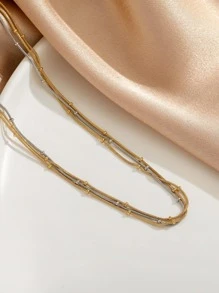 Vòng cổ nhiều lớp trang trí hạt - Vàng - Xem 2