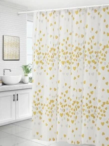 1 tấm rèm tắm chống nước in hình trái tim - trắng - Xem 2