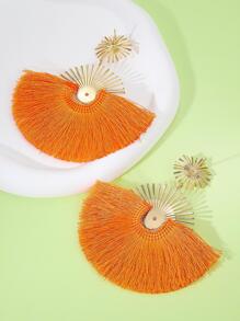 1 đôi Retro Đúng mốt Tua Thả hoa tai Đối với phụ nữ , Hình dạng Như Cái quạt - trái cam - Xem 4