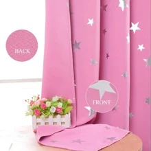 Estelar Textiler 2入組星星印花遮光窗簾 - 粉色 - 查看 1