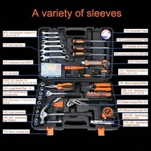 72pcs Carbon Steel Multi-functional Automotive Maintenance Tool Set, Suitable For Household Use, Ideal Gift For Men, Lovers, Fathers, And Grandfathers, With Wrench, Ratchet Socket, Screwdriver, Sledgehammer, Wire Stripper, Pliers, Water Pump Plier, Electrical Tester And Other Useful Tools Included - Orange - View 2