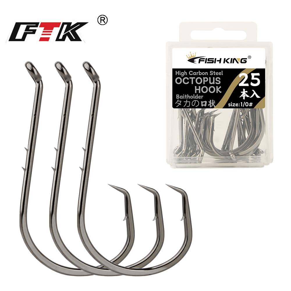 25入組碳鋼章魚魚鉤 - 黑色 - 查看 1