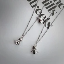 2入組/套恐龍吊墜鏈式項鏈 - 銀色 - 查看 3