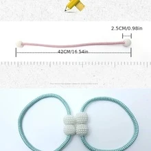 2入組人造珍珠裝飾窗簾綁帶 - 灰色 - 查看 2