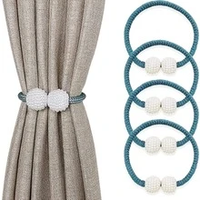 2入組人造珍珠裝飾窗簾綁帶 - 灰色 - 查看 5