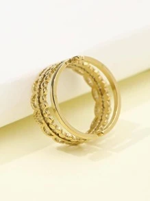 Star Decor Cuff Ring - Yellow Gold - View 2
