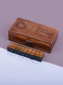 30pcs Wooden Stamp, Vintage Design Stamp For Student - Brown - View 1