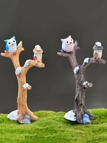 2 món đồ trang trí sân vườn hình cú & cây - Nhiều màu - Xem 2