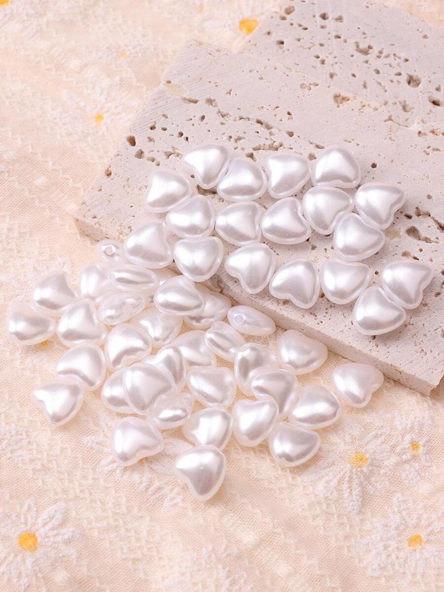 100pcs/set Heart Shaped DIY Bead - White - View 1