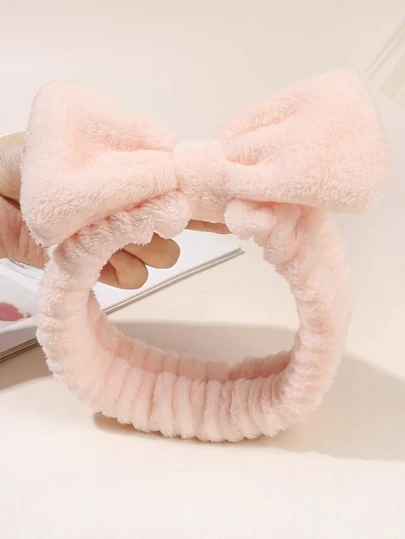 1件蝴蝶结装饰浴室发带，可爱粉色配饰，情人节发带，头巾式发箍，吸汗带，秋冬季女士发饰，适合度假装扮，优雅围巾，柔软头巾，情人节礼物