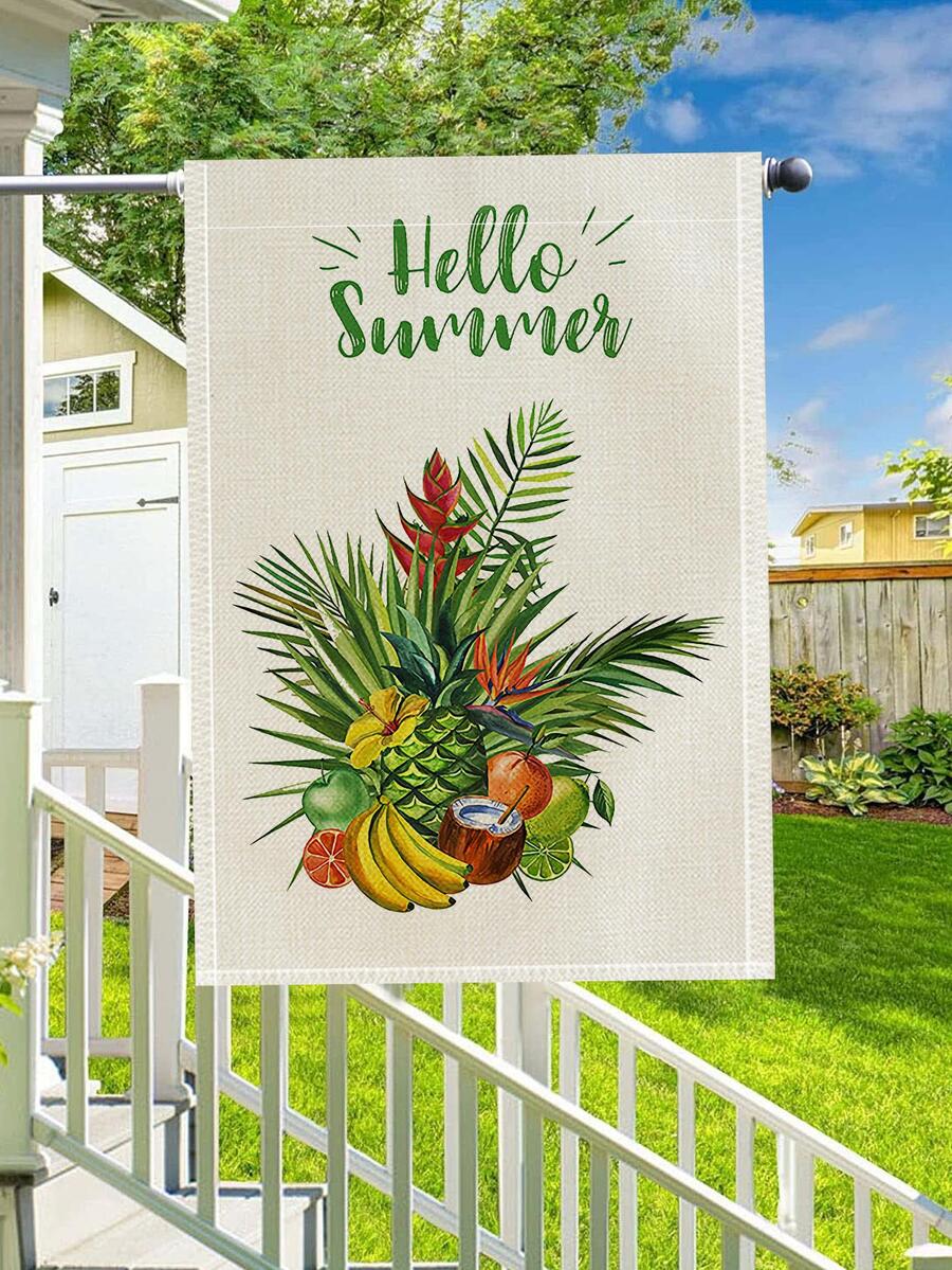 1入組鳳梨印花花園旗幟 - 彩色 - 查看 1