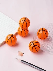 5 piezas Sacapuntas con diseño de baloncesto lápiz moderno portátil para alumno - Amarillo - Ver 3