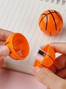5 piezas Sacapuntas con diseño de baloncesto lápiz moderno portátil para alumno - Amarillo - Ver 6