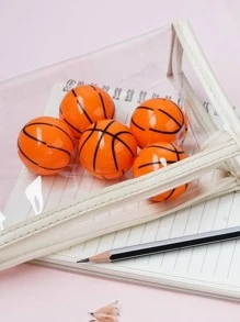 5 piezas Sacapuntas con diseño de baloncesto lápiz moderno portátil para alumno - Amarillo - Ver 5