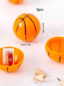 5 piezas Sacapuntas con diseño de baloncesto lápiz moderno portátil para alumno - Amarillo - Ver 7