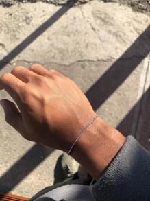 1pc Unisex Hip-hop Statement Snake Shape Rope Style Copper Plated Gold Fashion Bracelet For Men - Silver - View 2