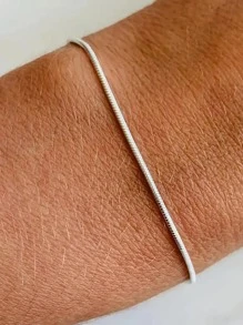 1pc Unisex Hip-hop Statement Snake Shape Rope Style Copper Plated Gold Fashion Bracelet For Men - Silver - View 3