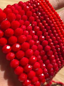1 hebra de cuentas de vidrio facetadas multicolores de 3-8mm con cristal de Austria para hacer pulseras Diy - Rojo - Ver 2