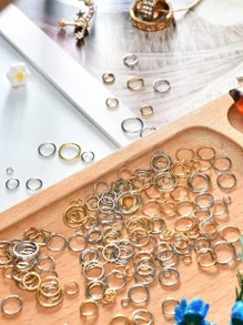 200 cái/bộ Vòng Tròn Phụ Kiện Trang Sức Tự Làm - Màu Bạc Cổ - Xem 6
