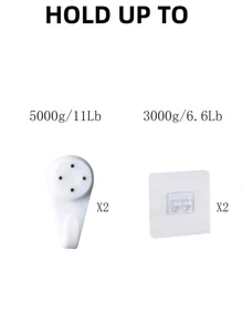 1入組免打孔壁掛式儲物架和4入組牆面掛鉤 - 白色 - 查看 6