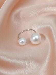 1個人造珍珠裝飾戒指 - 白色 - 查看 3