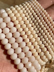 1 Dây 3-8 Mm Hạt Thủy Tinh Cho Vòng Tay Mặt Nhiều Màu Áo Pha Lê Tròn Rời Hạt Trang Sức Làm tự Làm Vòng Tay - Màu be - Xem 3