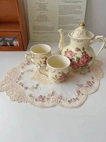 1pc/6pcs Lace Doily Placemat Embroidered Placemats Floral Cutwork Lace Vase Pads Table Centerpiece Table Topper Vintage Home Office Table Decoration For Restaurants/Cafes - Grey - View 4