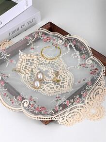 1pc/6pcs Lace Doily Placemat Embroidered Placemats Floral Cutwork Lace Vase Pads Table Centerpiece Table Topper Vintage Home Office Table Decoration For Restaurants/Cafes - Grey - View 6