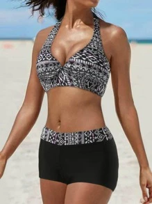 Bikini thể thao Nữ Hình học - Đen và trắng - Xem 1