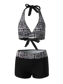 Bikini thể thao Nữ Hình học - Đen và trắng - Xem 3