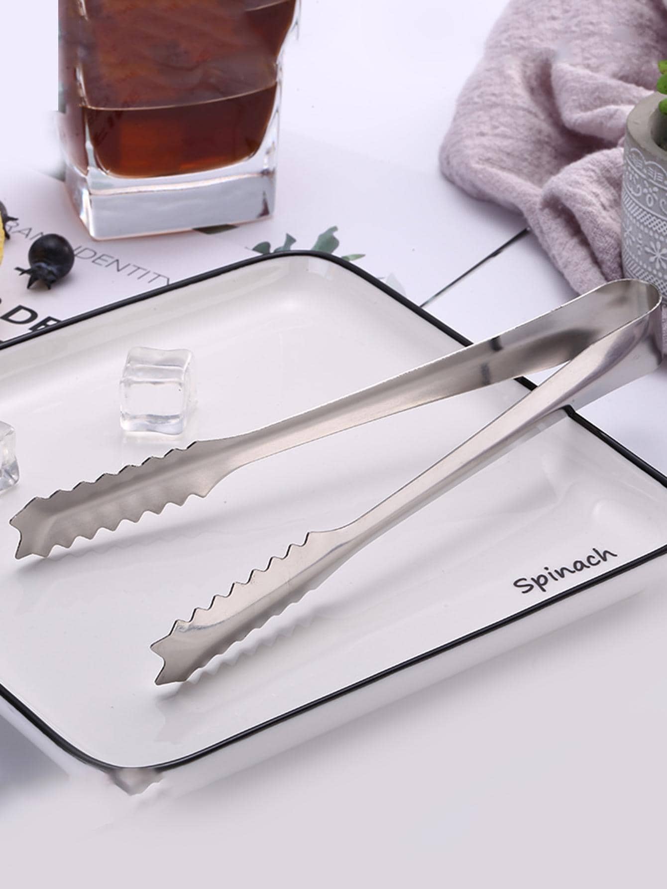 1 pieza Pinzas para alimentos de acero inoxidable - Plateado - Ver 1