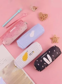 1pc Pear Pattern Pencil Bag, Modern Portable Pencil Bag For Student - White - View 3