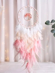 1 pieza Decoración de plumas rosa dulce, decoración de pared de habitación grande hecha a mano con plumas, decoración del hogar para dormitorio, decoración creativa, regalo festivo - Rosa - Ver 1