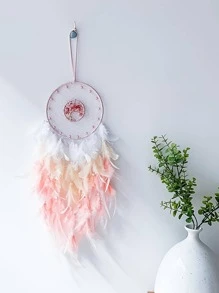 1 pieza Decoración de plumas rosa dulce, decoración de pared de habitación grande hecha a mano con plumas, decoración del hogar para dormitorio, decoración creativa, regalo festivo - Rosa - Ver 2