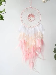 1 pieza Decoración de plumas rosa dulce, decoración de pared de habitación grande hecha a mano con plumas, decoración del hogar para dormitorio, decoración creativa, regalo festivo - Rosa - Ver 4