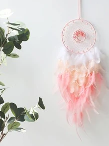 1 pieza Decoración de plumas rosa dulce, decoración de pared de habitación grande hecha a mano con plumas, decoración del hogar para dormitorio, decoración creativa, regalo festivo - Rosa - Ver 5