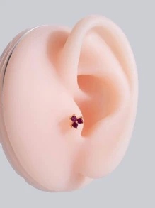 1 bông tai trang trí bằng đá khối Zirconia - Vàng - Xem 3