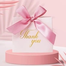 5 件/套感谢礼品袋，带金色蝴蝶结的礼品盒，适用于婚礼、商务派对、生日派对、生日装饰、婚礼、圣诞装饰、派对装饰、淋浴装饰、礼品袋，（黑色、粉色、白色），圣诞节 - 粉色 - 查看 5