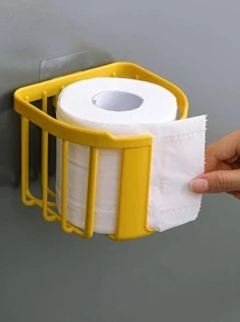 1pc Wall Mounted Tissue Storage Rack - White - View 3