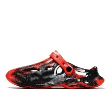 男士紋理質感鏤空設計時尚撞色涼拖適合夏天 - 紅色 - 查看 2