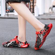 男士紋理質感鏤空設計時尚撞色涼拖適合夏天 - 紅色 - 查看 7