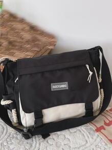 Harajuku Akademie Stil Mädchen Klassenzimmer Umhängetasche, Damen Retro Business Anzug vielseitige Briefträgertasche Umhängetasche, modisches lässiges Farbblock Segeltuch Reise-Schultertasche für Studenten, Sommer Umhängetasche Messenger Bag für Damen und Herren