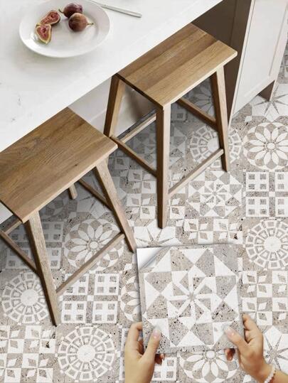 10 piezas/20 piezas Pegatinas de azulejos cerámicos con efecto de mármol, pegatinas, vinilos decorativos para decoración del hogar, artículos de decoración de primavera para renovar su hogar, pegatinas de decoración Rama para azulejos de piso, azulejos autoadhesivos para piso, decoración de sala de estar, decoración de cocina