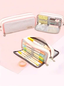 Hộp đựng bút chì rút gọn sáng tạo, túi đựng văn phòng phẩm cho học sinh, túi đựng bút chì màu trơn dễ thương, hộp đựng bút hình hoạt hình, túi đựng bút chì quà tặng cho trẻ em. - trắng - Xem 1