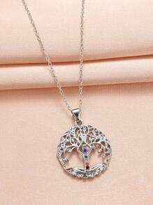 Rhinestone trang trí vòng cổ cây quyến rũ - Bạc - Xem 2