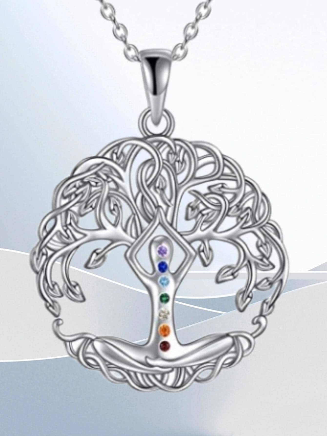 Rhinestone trang trí vòng cổ cây quyến rũ - Bạc - Xem 1