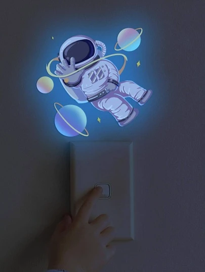 1 件宇航员图案夜光开关插座墙贴，贴纸，墙贴花，乙烯基贴花，用于家居装饰，春季装饰品让您的家焕然一新，节日装饰贴纸礼物生日毕业