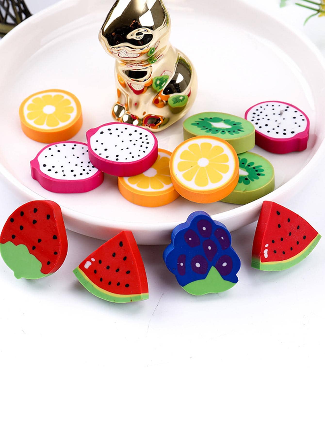 4pcs Fruit Shaped Eraser, Modern Portable Eraser For Student - Multicolor - View 1