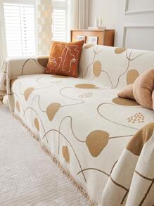 Sofa Họa Tiết Hình Học Khăn Hiện Đại Polyester Đa Kích Thước Chống Trơn Trượt Khăn Cho Phòng Khách, Phòng Ngủ - Cà phê nâu - Xem 1